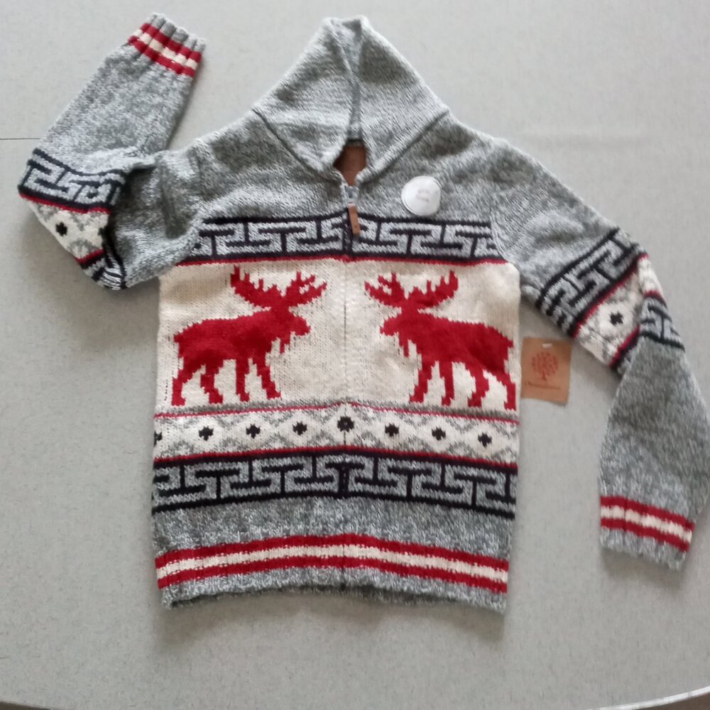 Canadiana Girls Shawl Collar full zip Sweater Size Small